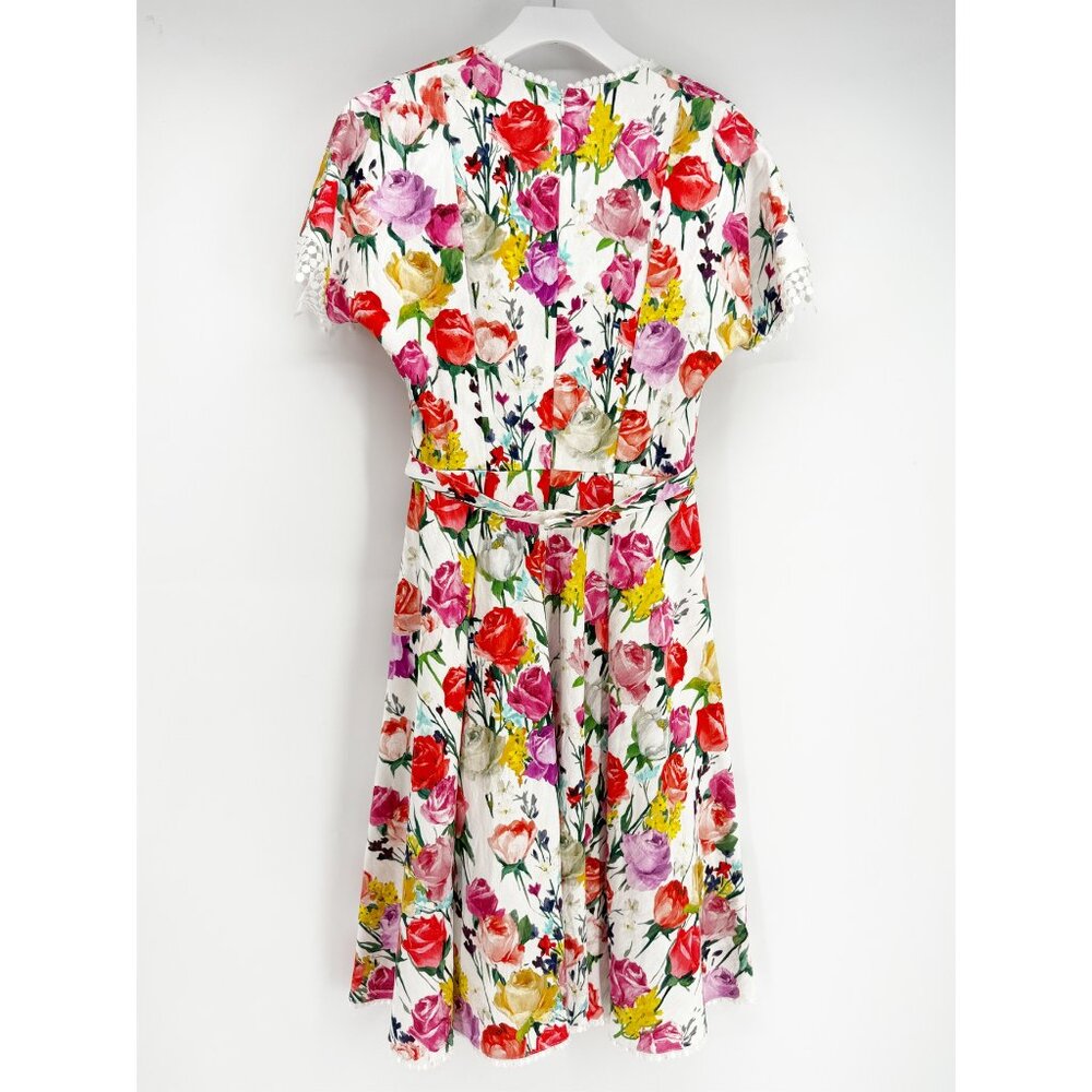 Blumarine V neck SSV Floral & Lace Trim Tea Dress 6 - Picture 5 of 14